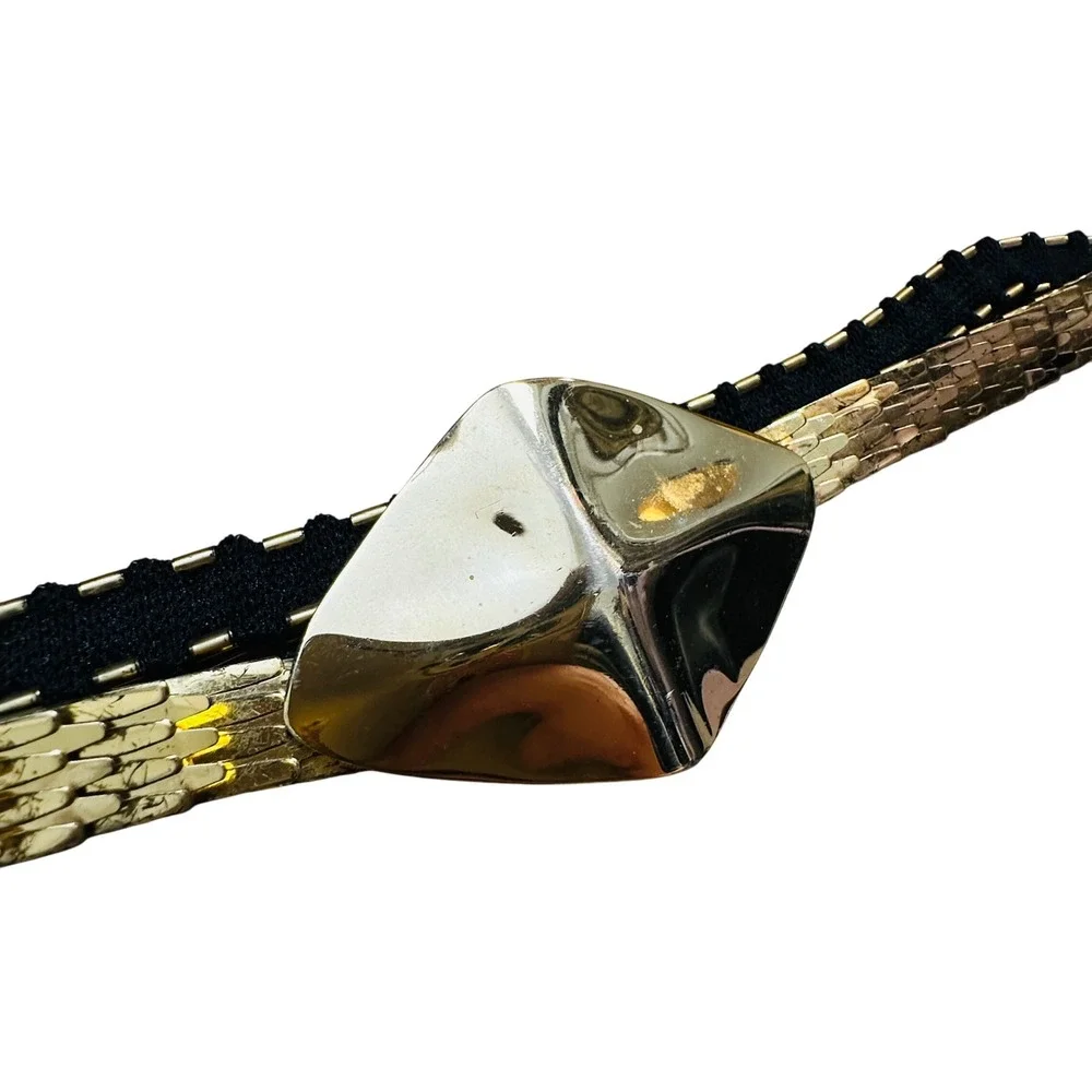 Vintage Statement Gold Tone Snake Chain Belt Geometric Buckle Classic Minimalist